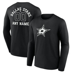 Dallas Stars Personalized Name & Number Monochrome Long Sleeve T-Shirt - Black - NHL 201281470