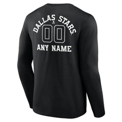 Dallas Stars Personalized Name & Number Monochrome Long Sleeve T-Shirt - Black - NHL 201281470