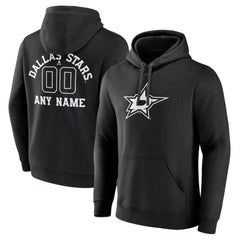 Dallas Stars Personalized Name & Number Monochrome Pullover Hoodie - Black - NHL 201281471