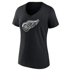 Detroit Red Wings Women's Personalized Name & Number Monochrome V-Neck T-Shirt - Black - NHL 201281481