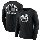 Edmonton Oilers Personalized Name & Number Monochrome Long Sleeve T-Shirt - Black - NHL 201281482