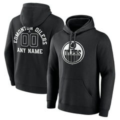 Edmonton Oilers Personalized Name & Number Monochrome Pullover Hoodie - Black - NHL 201281483