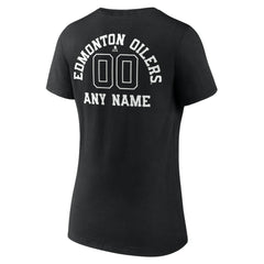 Edmonton Oilers Women's Personalized Name & Number Monochrome V-Neck T-Shirt - Black - NHL 201281487