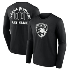 Florida Panthers Personalized Name & Number Monochrome Long Sleeve T-Shirt - Black - NHL 201281488