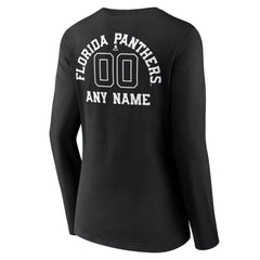 Florida Panthers Women's Personalized Name & Number Monochrome Long Sleeve V-Neck T-Shirt - Black - NHL 201281491