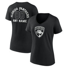 Florida Panthers Women's Personalized Name & Number Monochrome V-Neck T-Shirt - Black - NHL 201281493