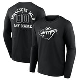 Minnesota Wild Personalized Name & Number Monochrome Long Sleeve T-Shirt - Black - NHL 201281500