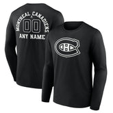 Montreal Canadiens Personalized Name & Number Monochrome Long Sleeve T-Shirt - Black - NHL 201281506