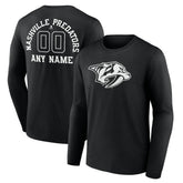 Nashville Predators Personalized Name & Number Monochrome Long Sleeve T-Shirt - Black - NHL 201281512