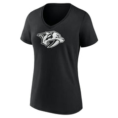 Nashville Predators Women's Personalized Name & Number Monochrome V-Neck T-Shirt - Black - NHL 201281517