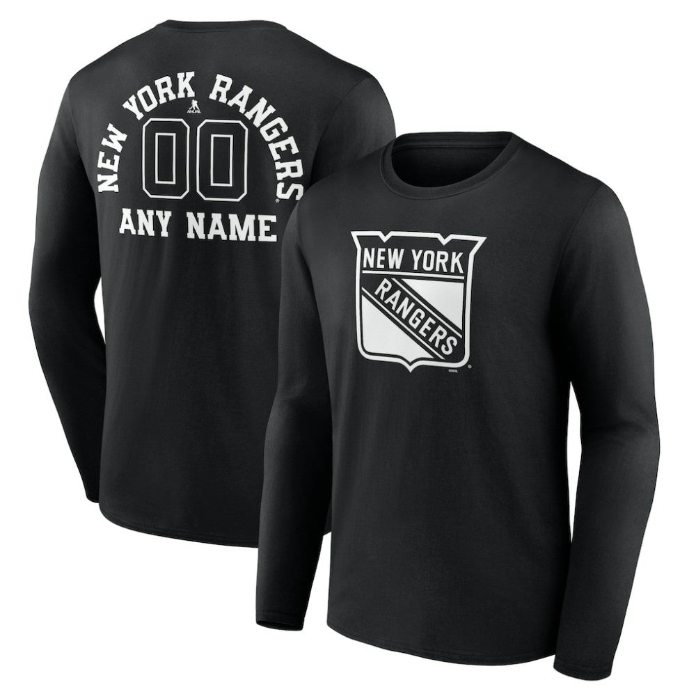New York Rangers Personalized Name & Number Monochrome Long Sleeve T-Shirt - Black - NHL 201281530
