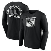 New York Rangers Personalized Name & Number Monochrome Long Sleeve T-Shirt - Black - NHL 201281530