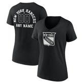 New York Rangers Women's Personalized Name & Number Monochrome V-Neck T-Shirt - Black - NHL 201281535