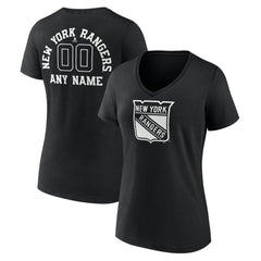 New York Rangers Women's Personalized Name & Number Monochrome V-Neck T-Shirt - Black - NHL 201281535