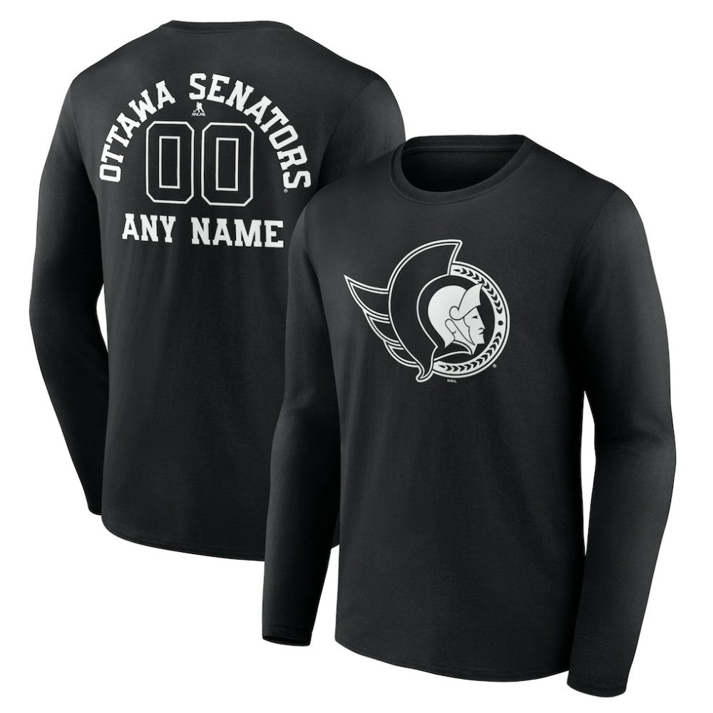 Ottawa Senators Personalized Name & Number Monochrome Long Sleeve T-Shirt - Black - NHL 201281536