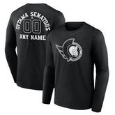Ottawa Senators Personalized Name & Number Monochrome Long Sleeve T-Shirt - Black - NHL 201281536