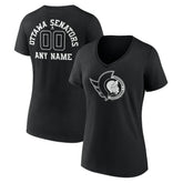 Ottawa Senators Women's Personalized Name & Number Monochrome V-Neck T-Shirt - Black - NHL 201281541
