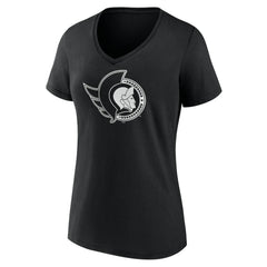 Ottawa Senators Women's Personalized Name & Number Monochrome V-Neck T-Shirt - Black - NHL 201281541