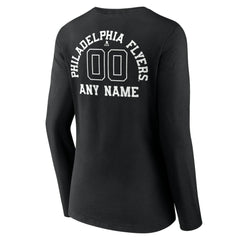 Philadelphia Flyers Women's Personalized Name & Number Monochrome Long Sleeve V-Neck T-Shirt - Black - NHL 201281545