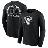 Pittsburgh Penguins Personalized Name & Number Monochrome Long Sleeve T-Shirt - Black - NHL 201281548