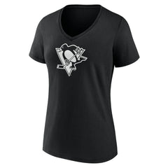 Pittsburgh Penguins Women's Personalized Name & Number Monochrome V-Neck T-Shirt - Black - NHL 201281553
