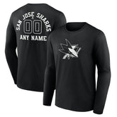San Jose Sharks Personalized Name & Number Monochrome Long Sleeve T-Shirt - Black - NHL 201281554