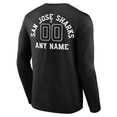 San Jose Sharks Personalized Name & Number Monochrome Long Sleeve T-Shirt - Black - NHL 201281554
