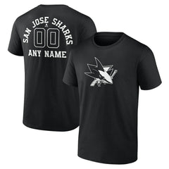 San Jose Sharks Personalized Name & Number Monochrome T-Shirt - Black - NHL 201281556