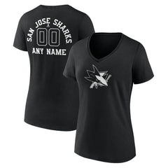 San Jose Sharks Women's Personalized Name & Number Monochrome V-Neck T-Shirt - Black - NHL 201281559