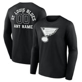 St. Louis Blues Personalized Name & Number Monochrome Long Sleeve T-Shirt - Black - NHL 201281566