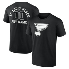 St. Louis Blues Personalized Name & Number Monochrome T-Shirt - Black - NHL 201281568