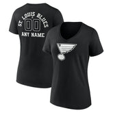 St. Louis Blues Women's Personalized Name & Number Monochrome V-Neck T-Shirt - Black - NHL 201281571