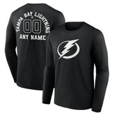 Tampa Bay Lightning Personalized Name & Number Monochrome Long Sleeve T-Shirt - Black - NHL 201281572