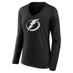 Tampa Bay Lightning Women's Personalized Name & Number Monochrome Long Sleeve V-Neck T-Shirt - Black - NHL 201281575