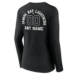 Tampa Bay Lightning Women's Personalized Name & Number Monochrome Long Sleeve V-Neck T-Shirt - Black - NHL 201281575