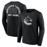 Vancouver Canucks Personalized Name & Number Monochrome Long Sleeve T-Shirt - Black - NHL 201281584