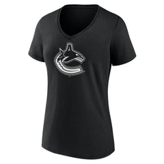 Vancouver Canucks Women's Personalized Name & Number Monochrome V-Neck T-Shirt - Black - NHL 201281589