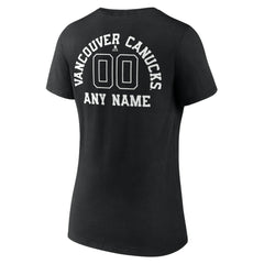 Vancouver Canucks Women's Personalized Name & Number Monochrome V-Neck T-Shirt - Black - NHL 201281589