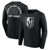 Vegas Golden Knights Personalized Name & Number Monochrome Long Sleeve T-Shirt - Black - NHL 201281590