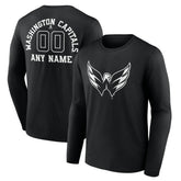 Washington Capitals Personalized Name & Number Monochrome Long Sleeve T-Shirt - Black - NHL 201281596