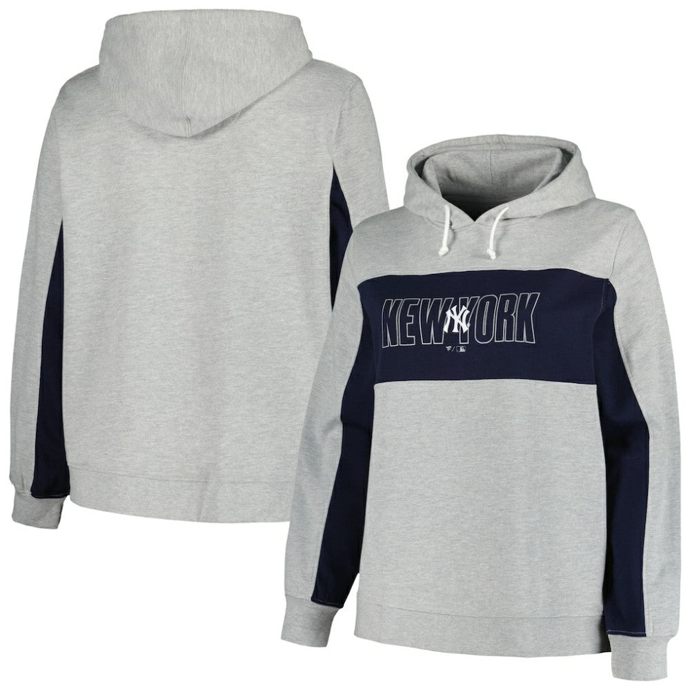 New York Yankees Profile Women's Plus Size Pullover Jersey Hoodie - Heather Gray - MLB Sale