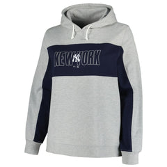 New York Yankees Profile Women's Plus Size Pullover Jersey Hoodie - Heather Gray - MLB Sale