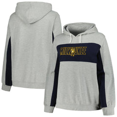 Milwaukee Brewers Profile Women's Plus Size Pullover Jersey Hoodie - Heather Gray - MLB Lifestyle