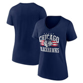Chicago Blackhawks Women's Americana Team V-Neck T-Shirt - Navy - NHL 201291095