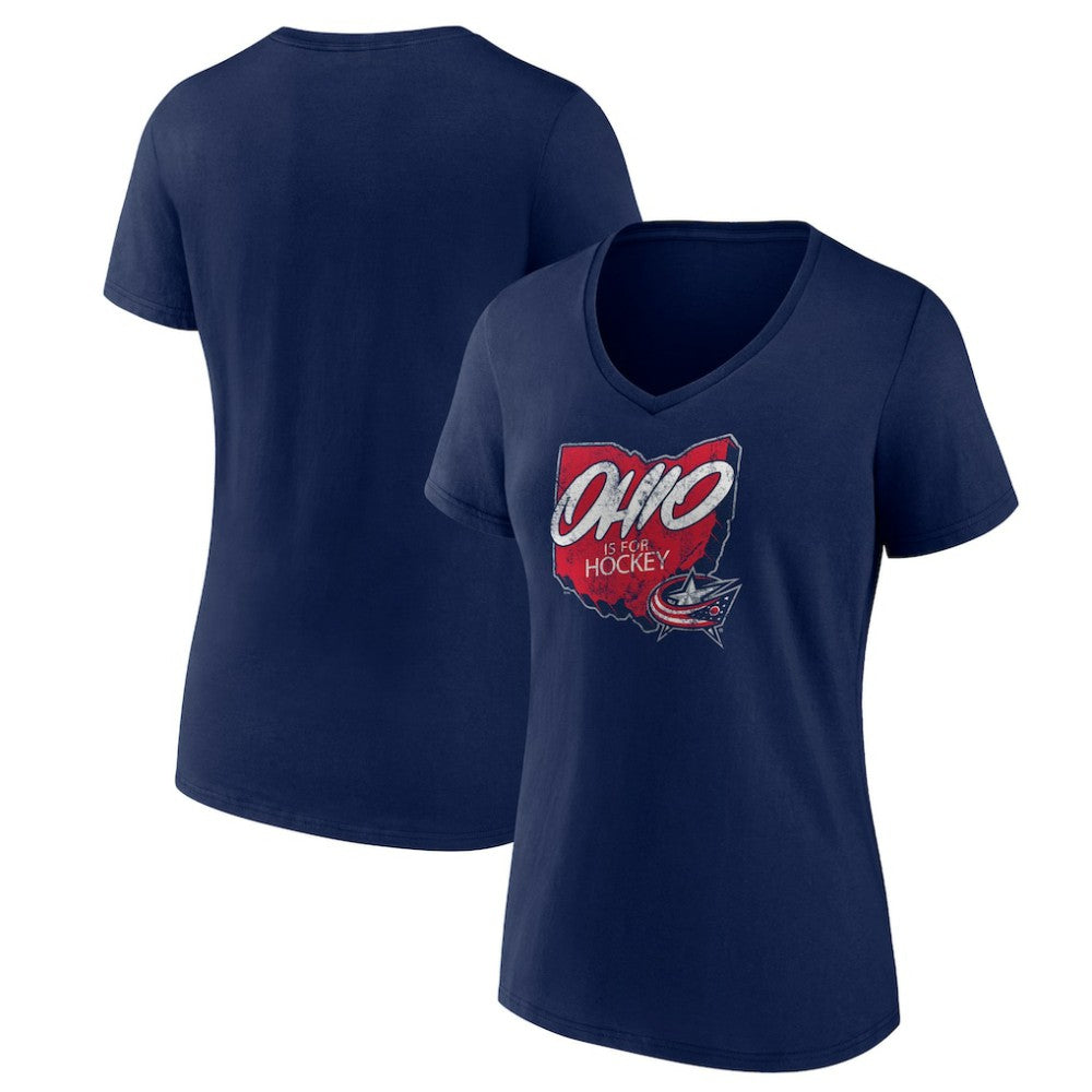 Columbus Blue Jackets Women's Native V-Neck T-Shirt - Navy - NHL 201291112