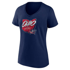 Columbus Blue Jackets Women's Native V-Neck T-Shirt - Navy - NHL 201291112