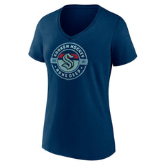 Seattle Kraken Women's Native V-Neck T-Shirt - Deep Sea Blue - NHL 201291264