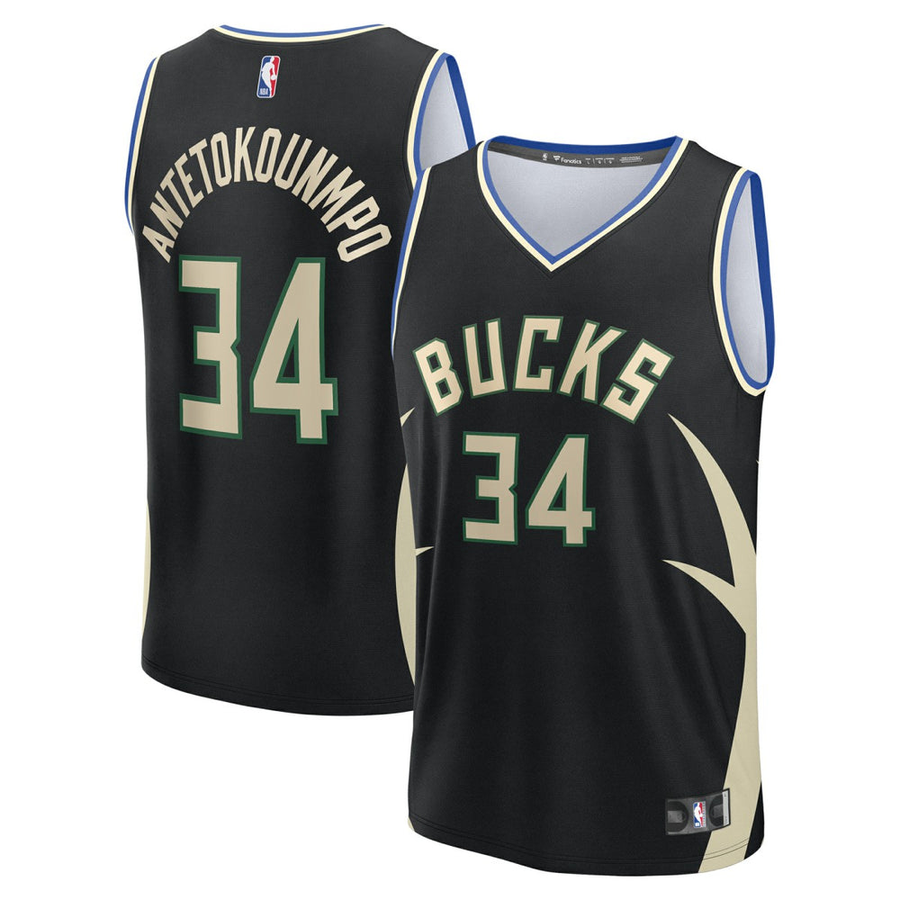 Giannis Antetokounmpo Milwaukee Bucks Youth Fast Break Replica Player Jersey Statement Edition Black | Fanatics US