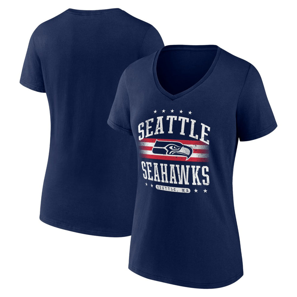 Seattle Seahawks Women's Americana Team V-Neck T-Shirt College Navy