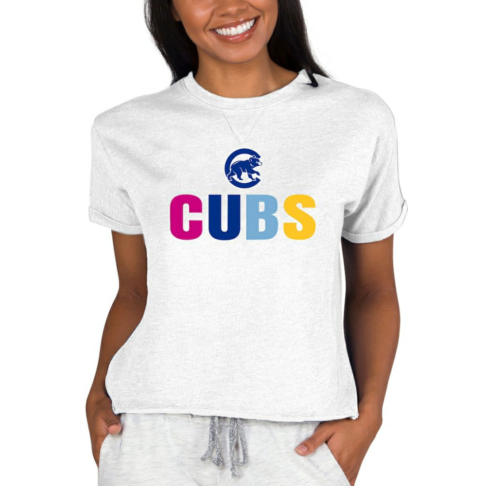 Chicago Cubs Concepts Sport Women's Mainstream Terry Sweatshirt - Oatmeal - MLB Lifestyle